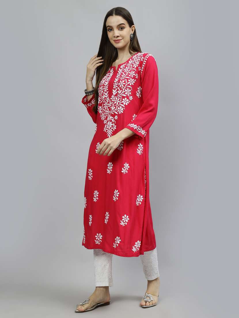 women three quarter sleeve straight kurta - 20957629 -  Standard Image - 2