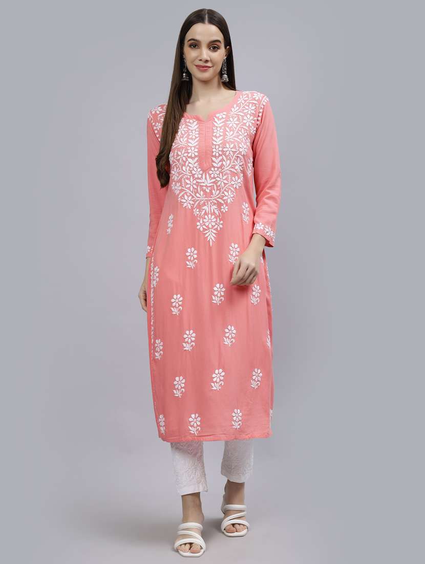 women three quarter sleeve straight kurta