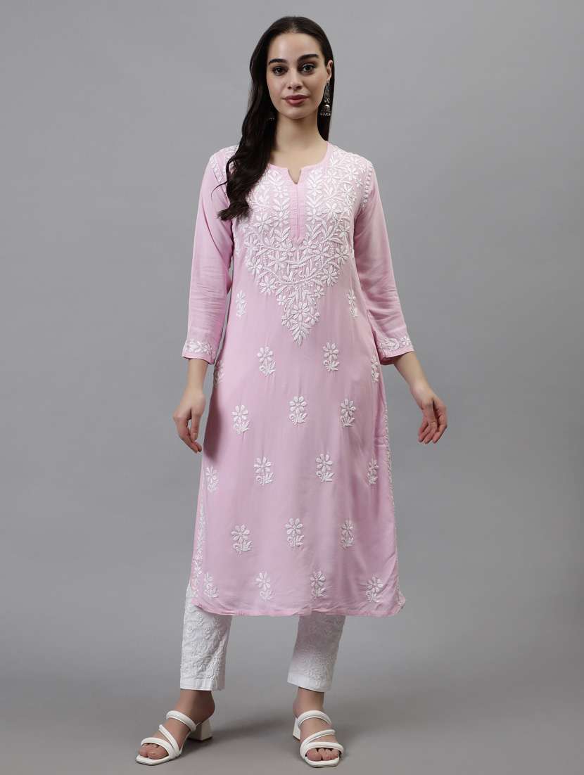 women three quarter sleeve straight kurta
