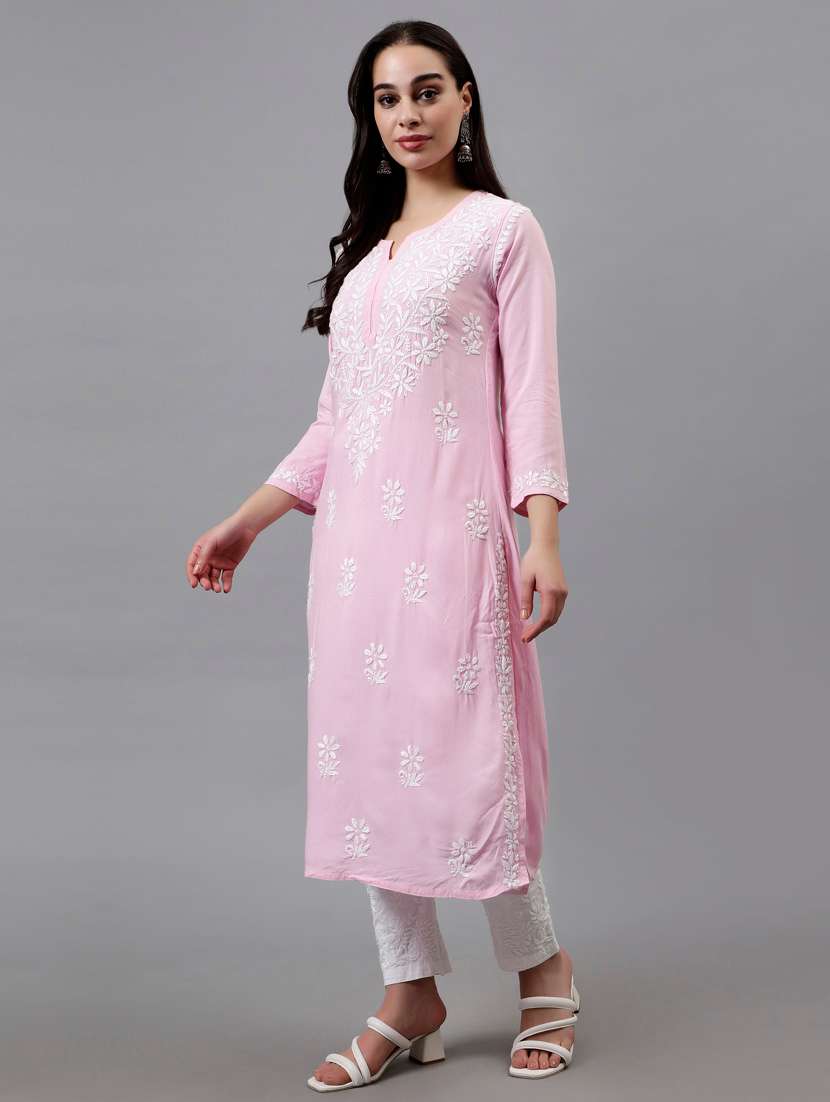 women three quarter sleeve straight kurta - 20957631 -  Standard Image - 2