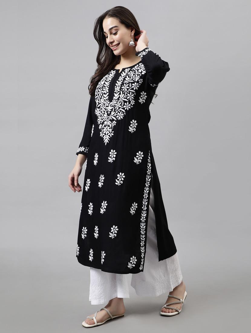 women three quarter sleeve straight kurta - 20957633 - Standard Image - 2