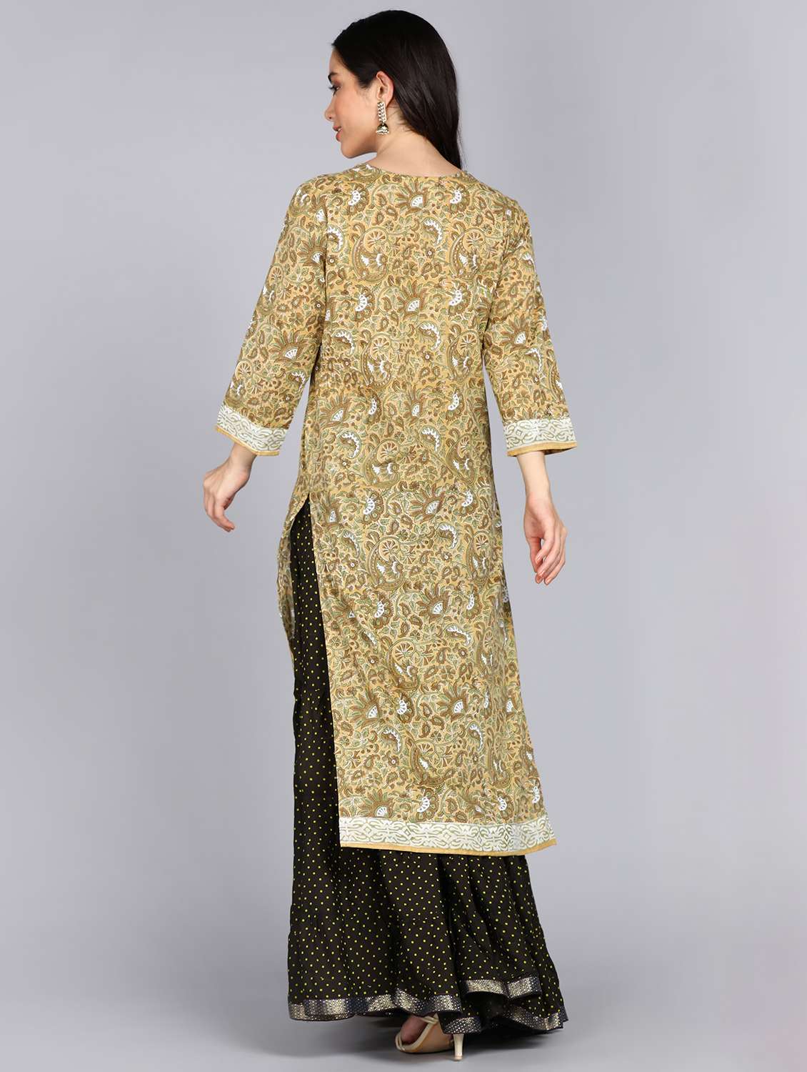 women yellow round neck straight kurta - 20957645 -  Standard Image - 2