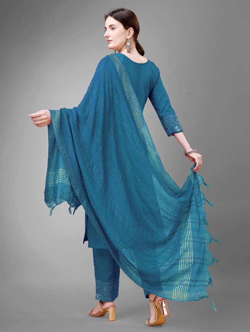 women three quarter sleeve kurta pant set - 20957924 - Standard Image - 2