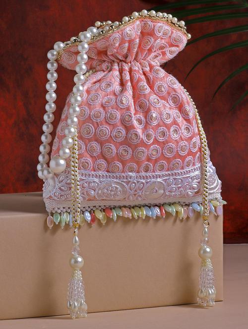 embroidered faux silk regular potli - 20957976 - Standard Image - 0