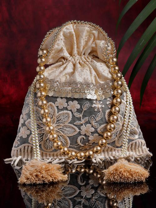 embroidered faux silk regular potli - 20957977 -  Standard Image - 0
