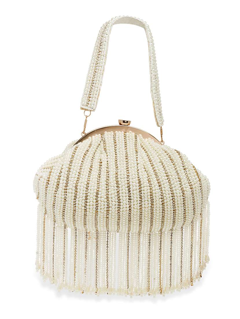 Embellished Faux Silk Box Clutch