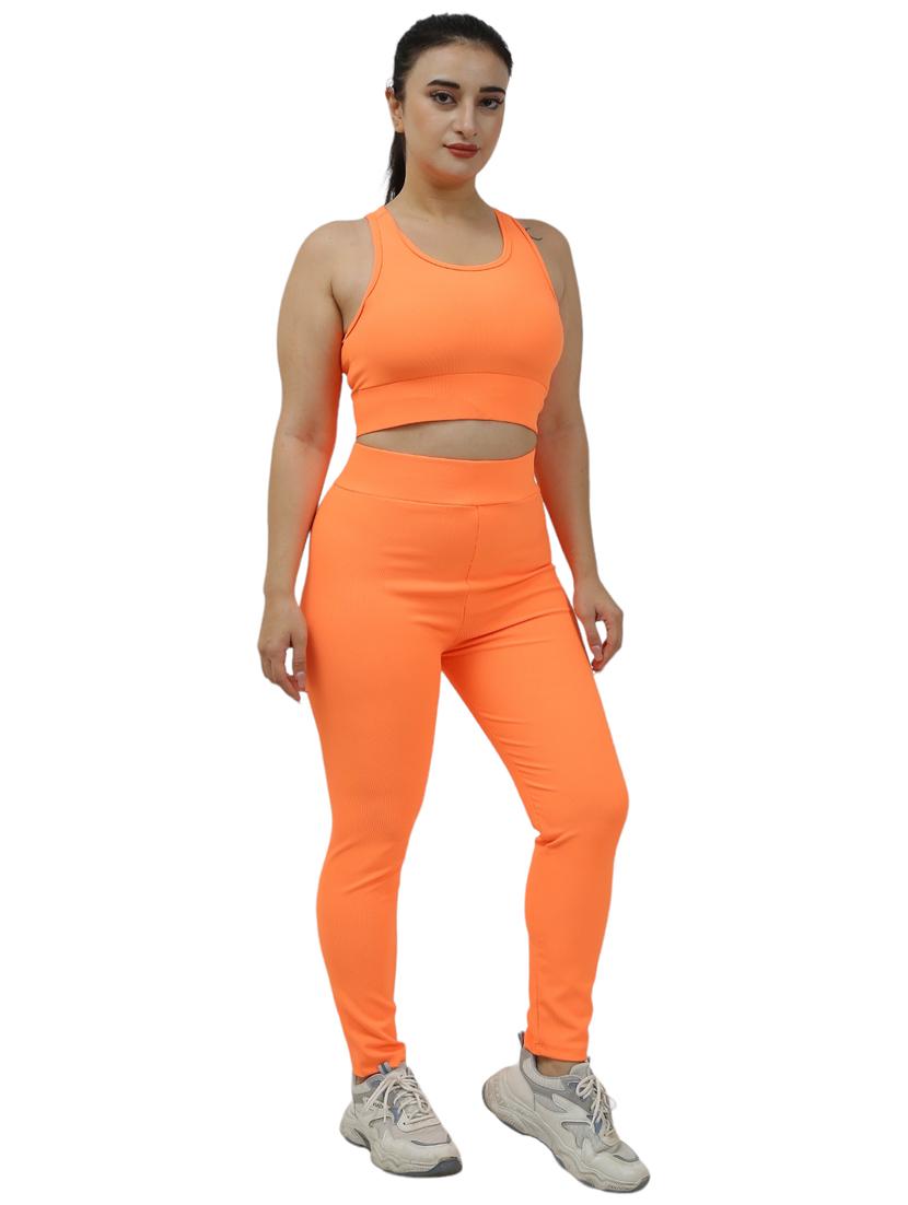 women solid orange active wear coord set - 20958450 - Standard Image - 2
