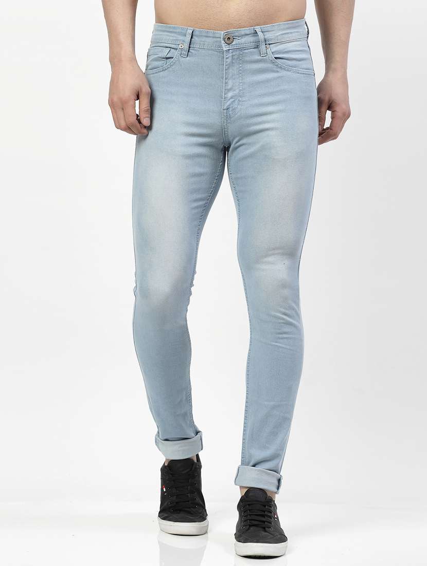 light blue cotton blend jeans