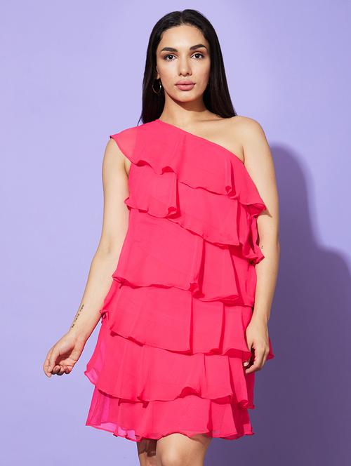 pink polyester layered dress - 20958599 -  Standard Image - 0