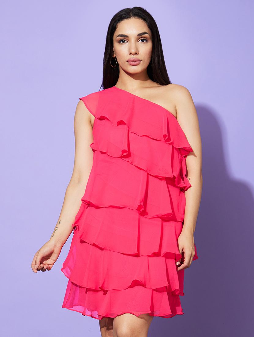 pink polyester layered dress - 20958599 -  Zoom Image - 0