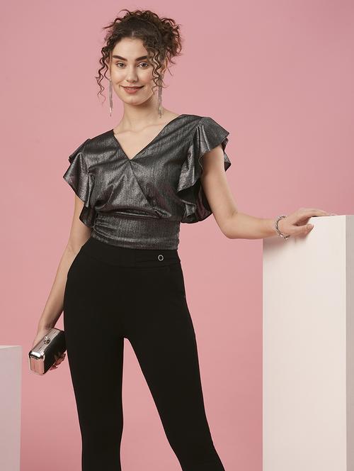 black polyester regular top - 20958618 -  Standard Image - 0