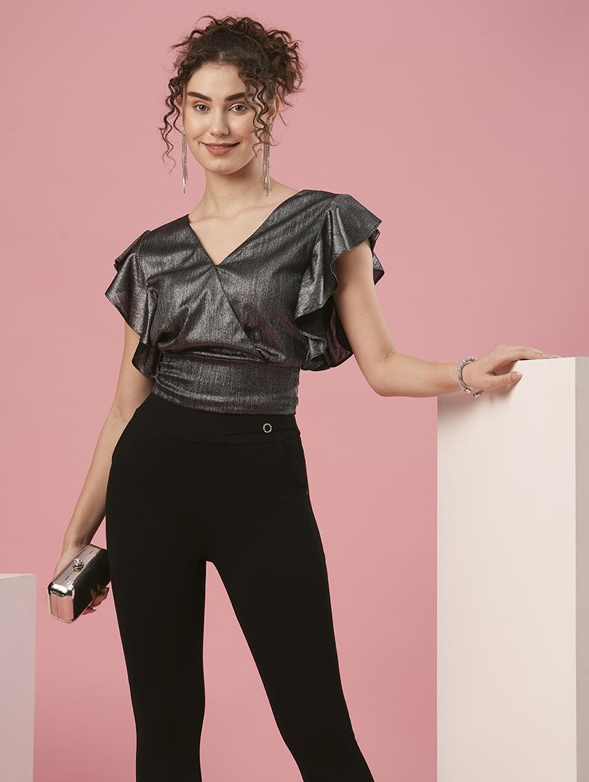 black polyester regular top - 20958618 -  Zoom Image - 0