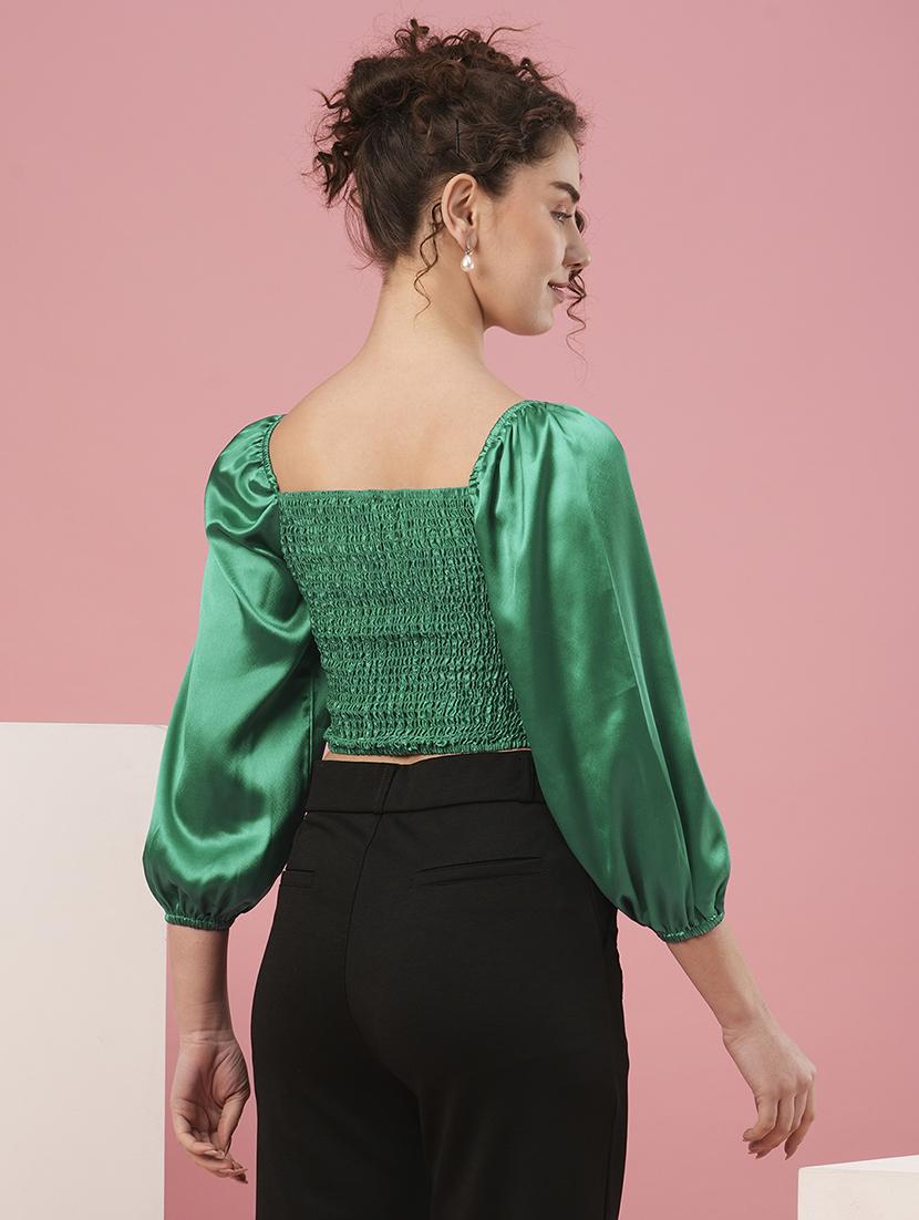 green polyester crop top - 20958629 - Standard Image - 2