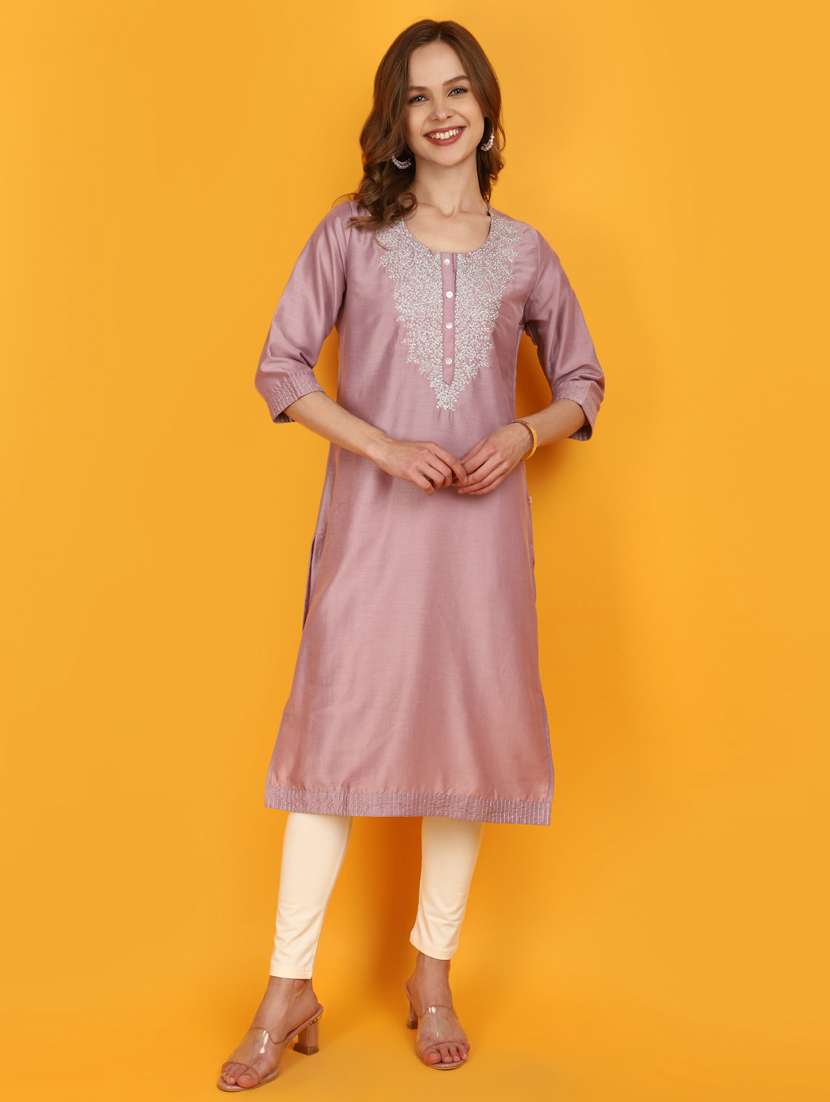 women three quarter sleeve straight kurta