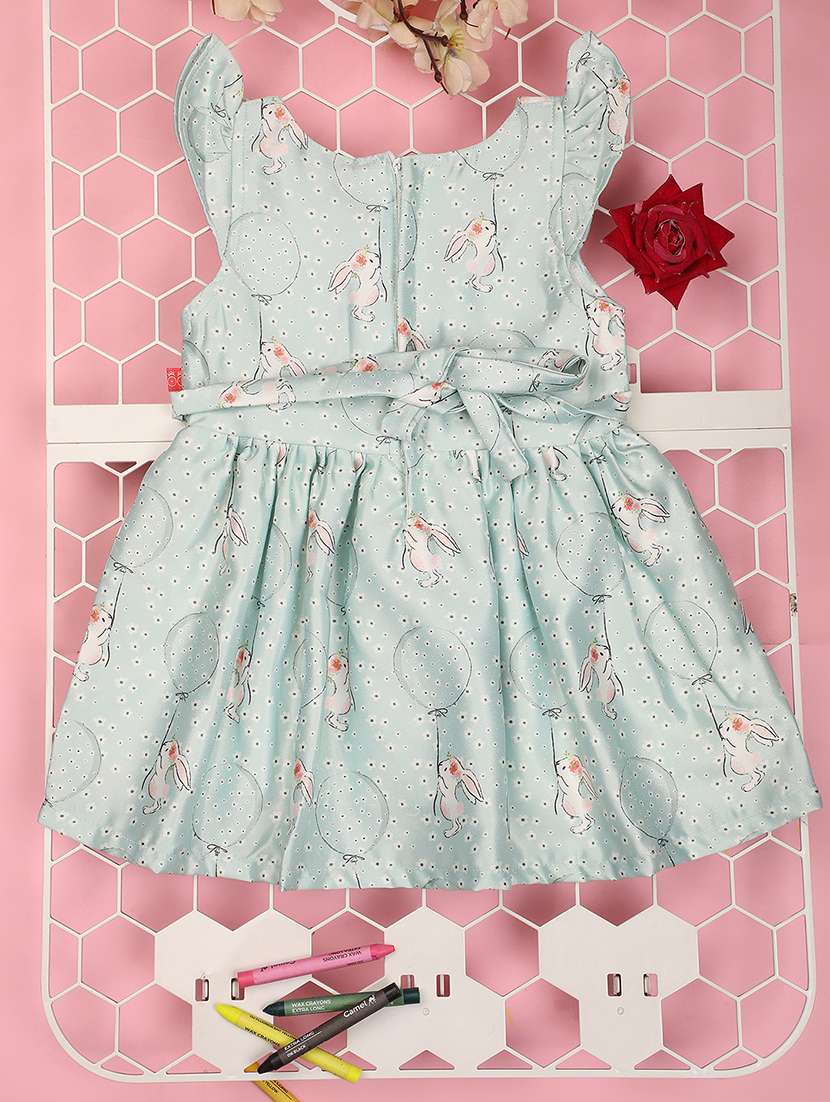 green printed detailed frock - 20958735 -  Standard Image - 2