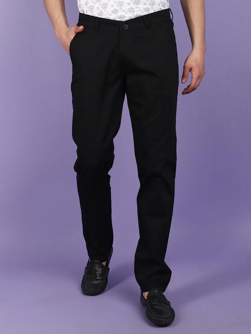 men solid full length chinos - 20958763 - Standard Image - 0