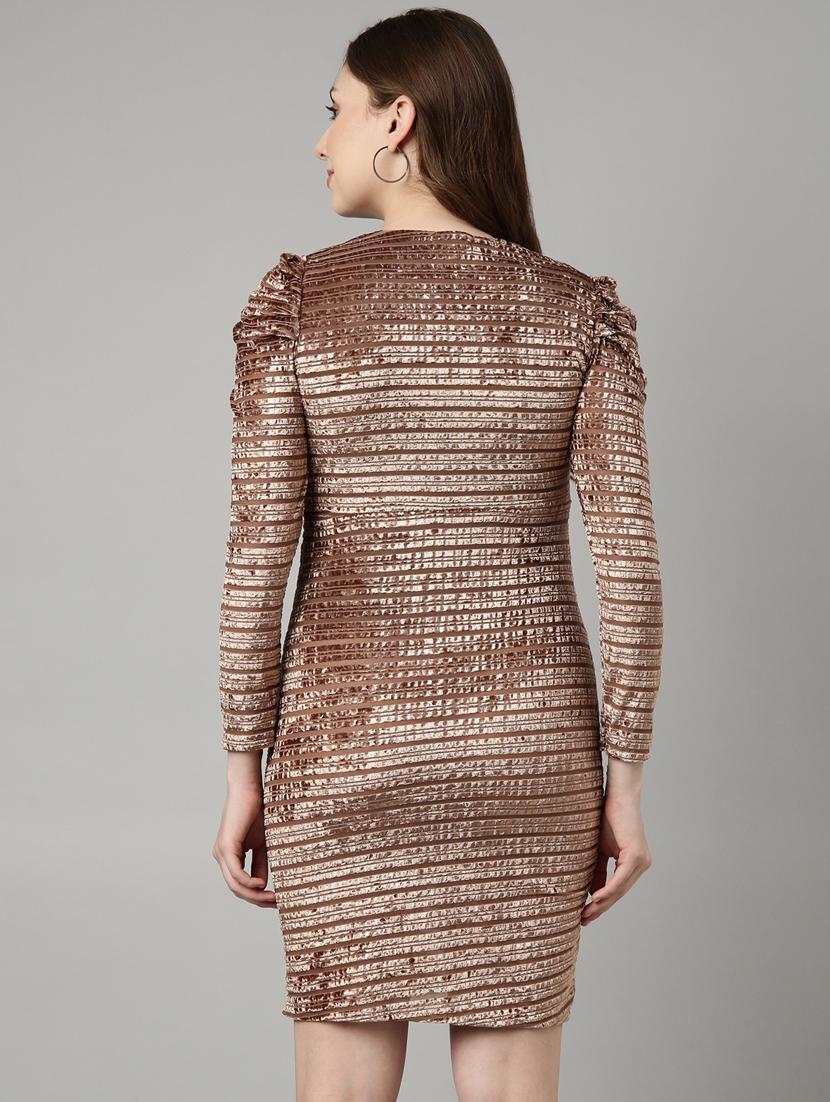 women beige self-designed bodycon dress - 20958818 - Standard Image - 2