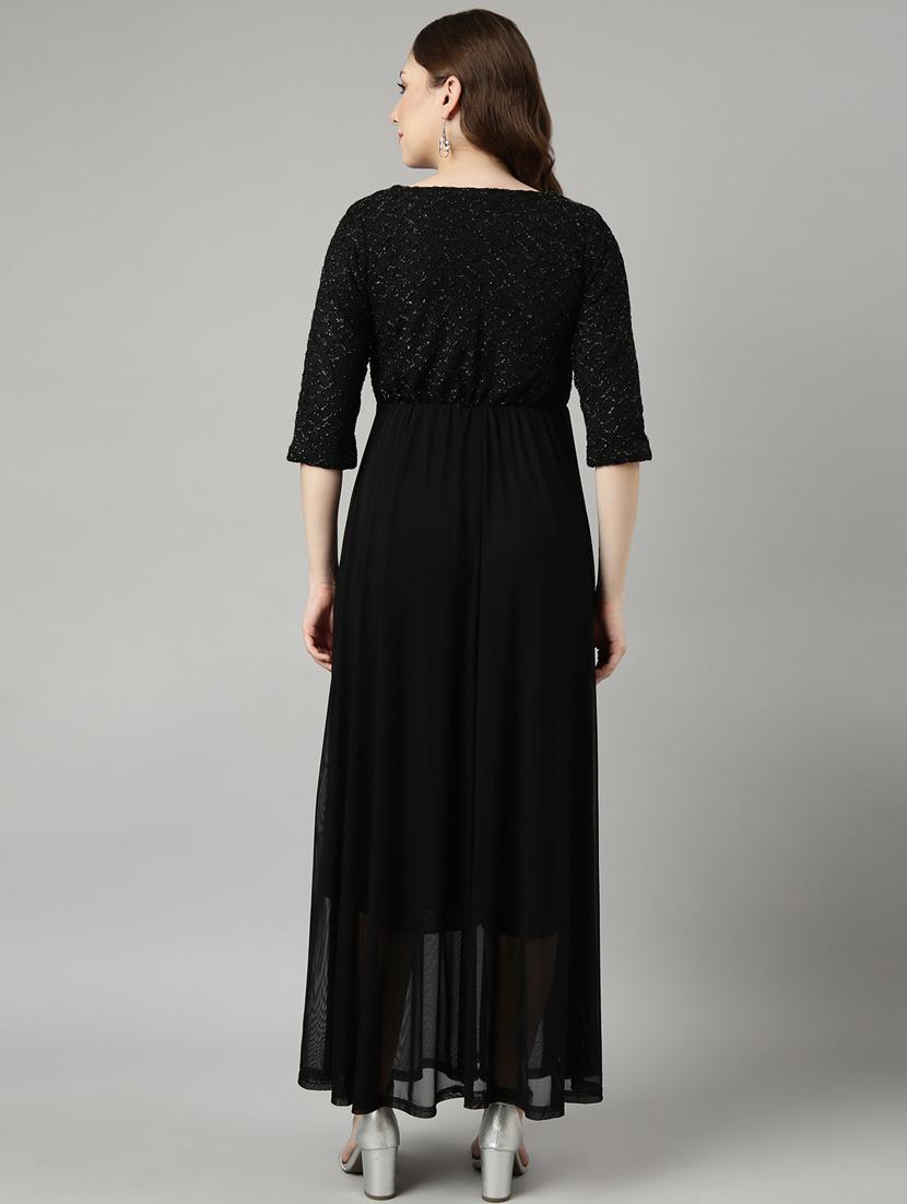 black self design detailed dress - 20958819 - Standard Image - 2