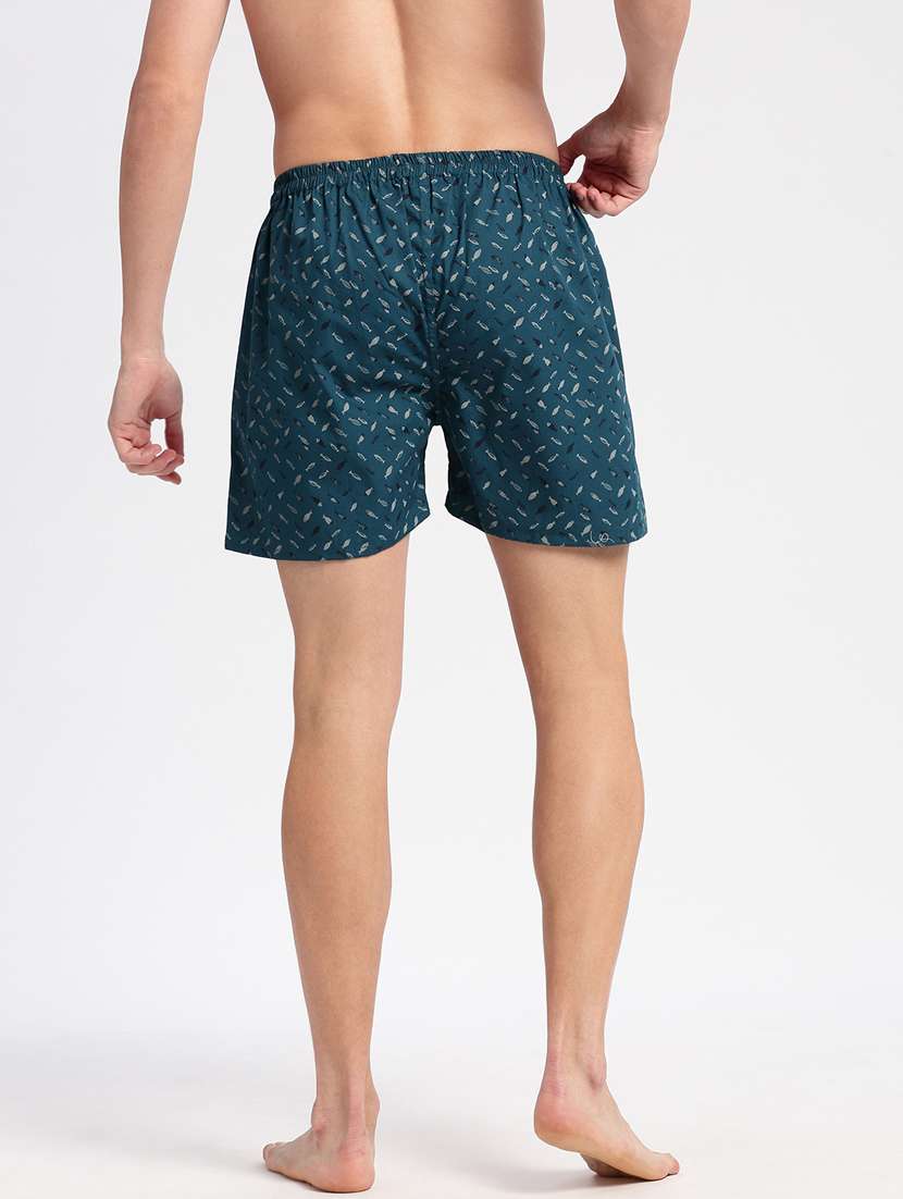 men teal printed boxer - 20960524 -  Standard Image - 2