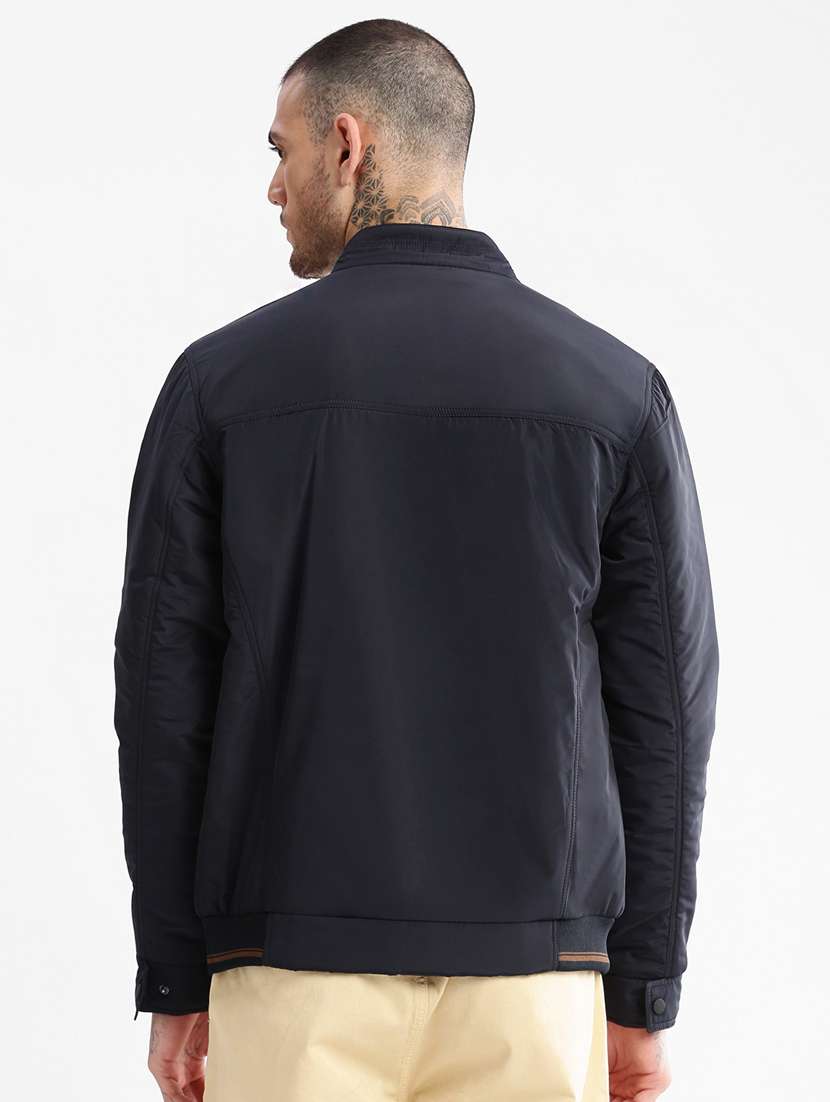 solid navy blue casual jacket - 20960536 - Standard Image - 2