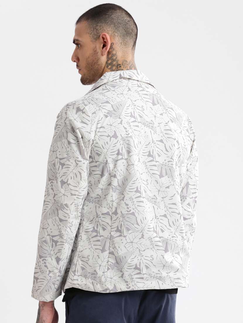 white printed detailed casual jacket with sweatshirt - 20960547 -  Standard Image - 2