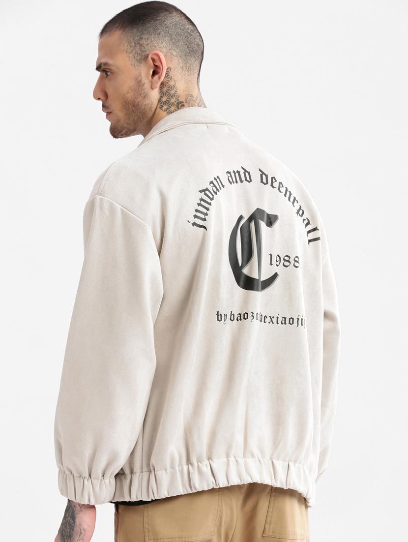 men long sleeve typographic casual jacket - 20960552 - Standard Image - 2