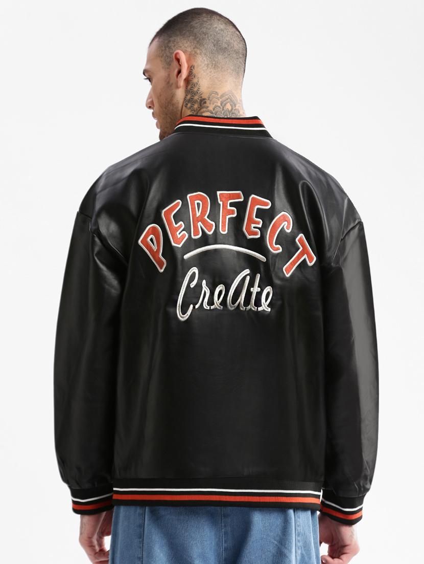 black typographic printed detailed casual jacket - 20960565 - Standard Image - 2