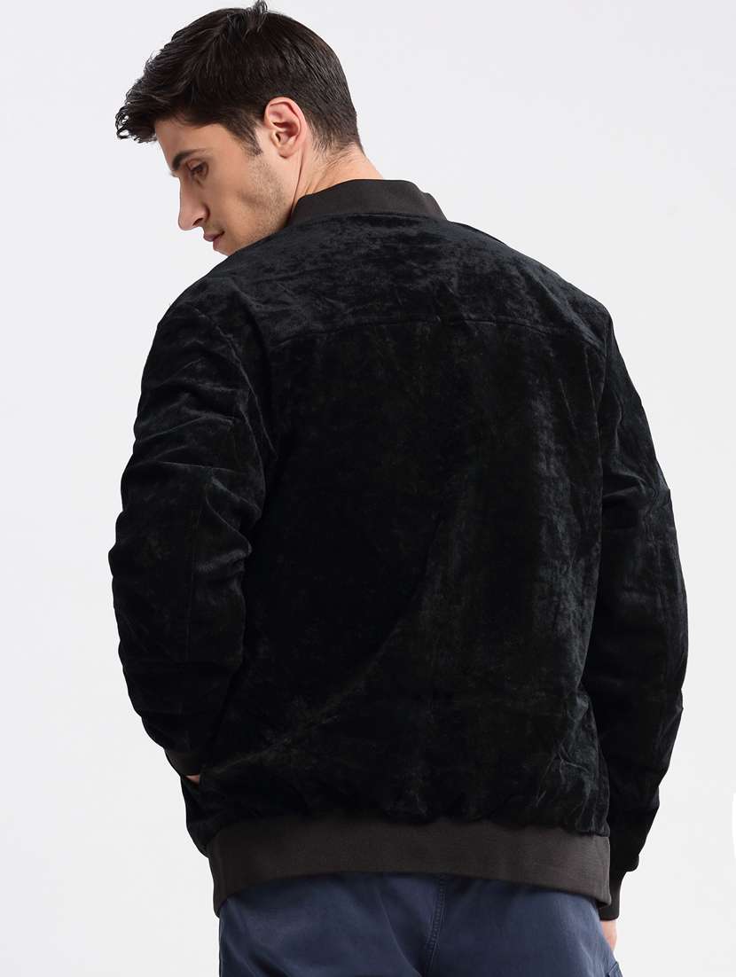 solid black detailed casual jacket - 20960591 - Standard Image - 2