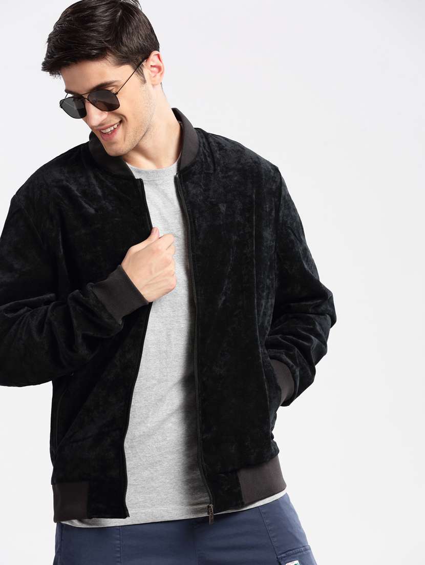 solid black detailed casual jacket - 20960591 - Standard Image - 7