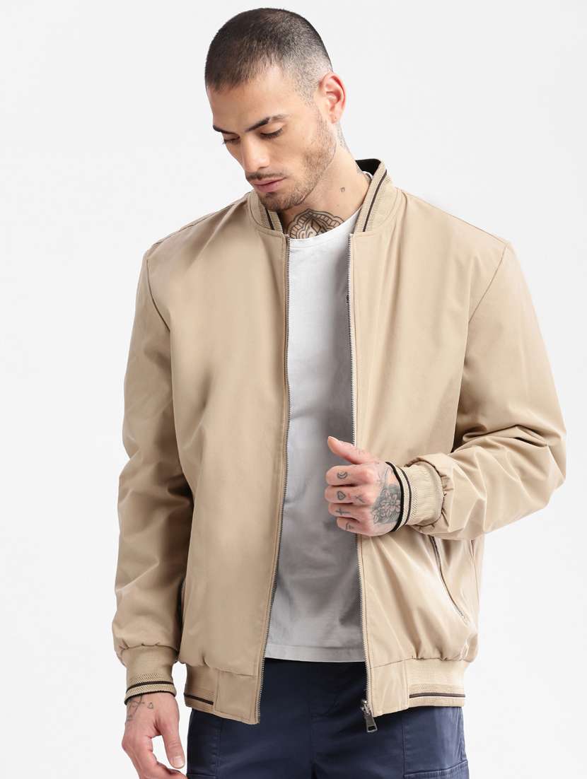 solid grey detailed casual reversible jacket - 20960594 - Standard Image - 2