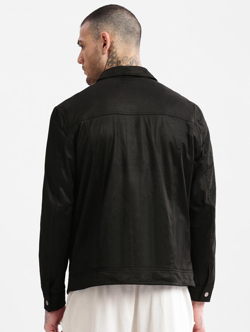solid black detailed casual jacket - 20960599 - Standard Image - 2