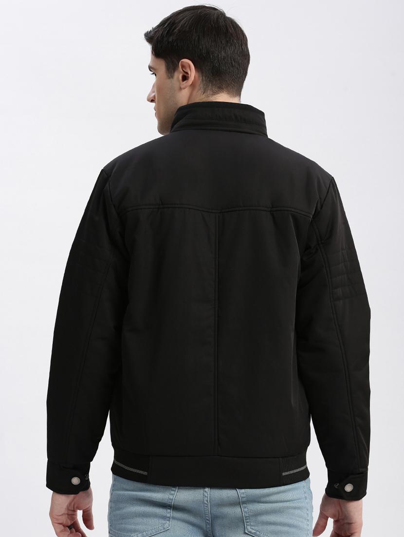 solid black detailed casual jacket - 20960618 - Standard Image - 2