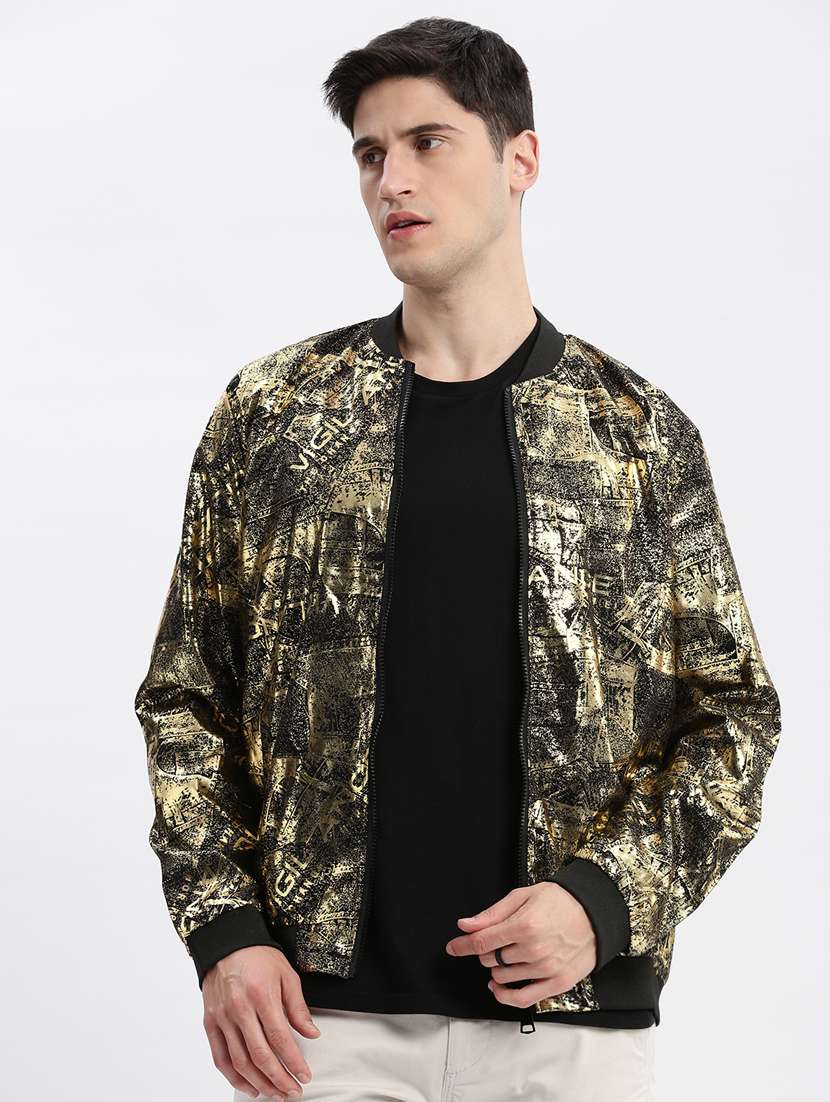 black printed casual jacket