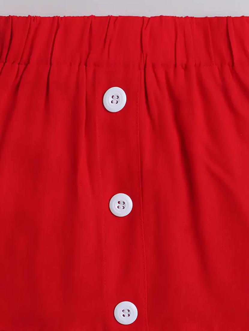 red solid flared skirt - 20960675 - Standard Image - 2