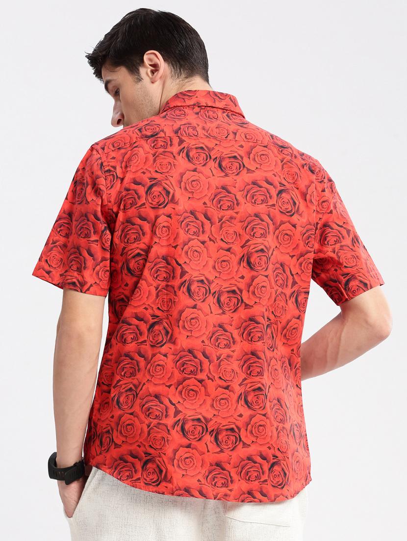 red cotton blend casual shirt - 20960682 - Standard Image - 2