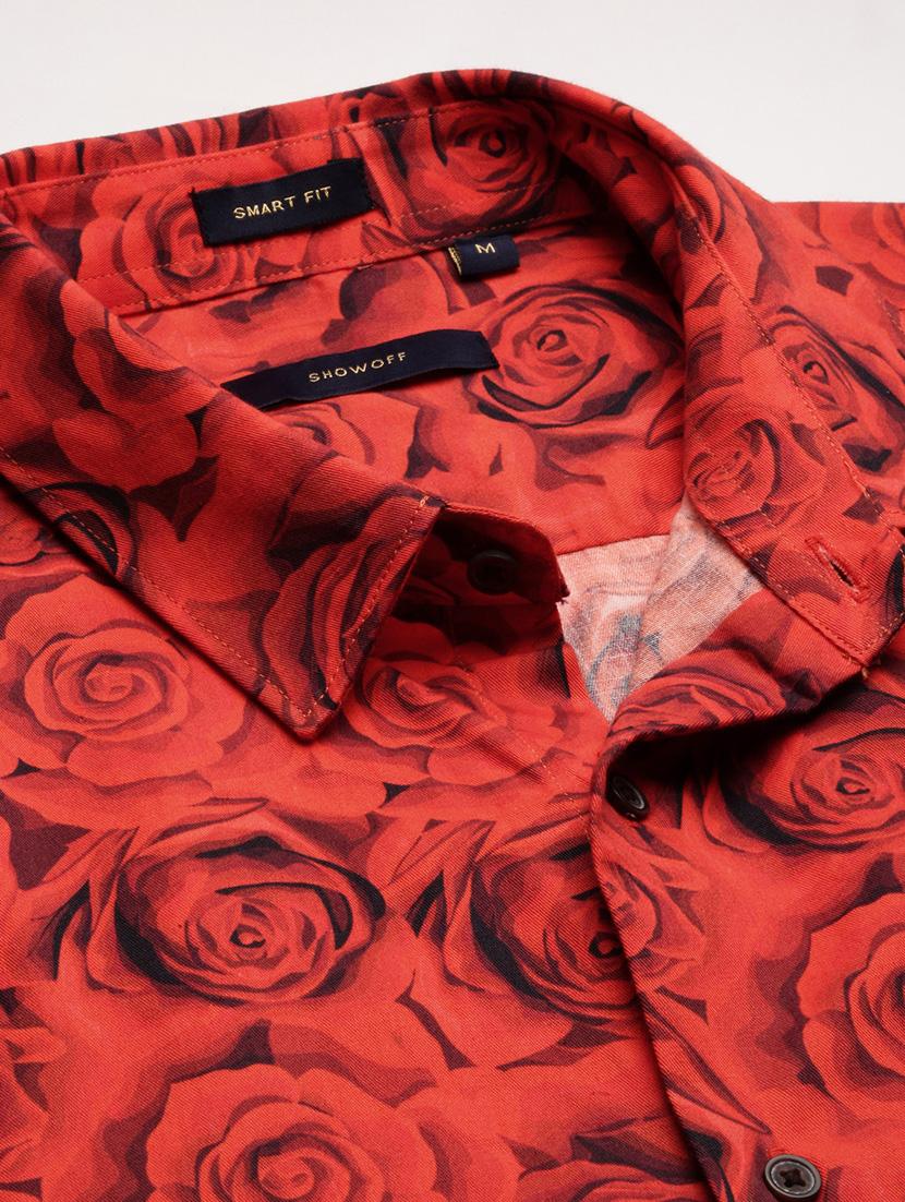 red cotton blend casual shirt - 20960682 - Standard Image - 7