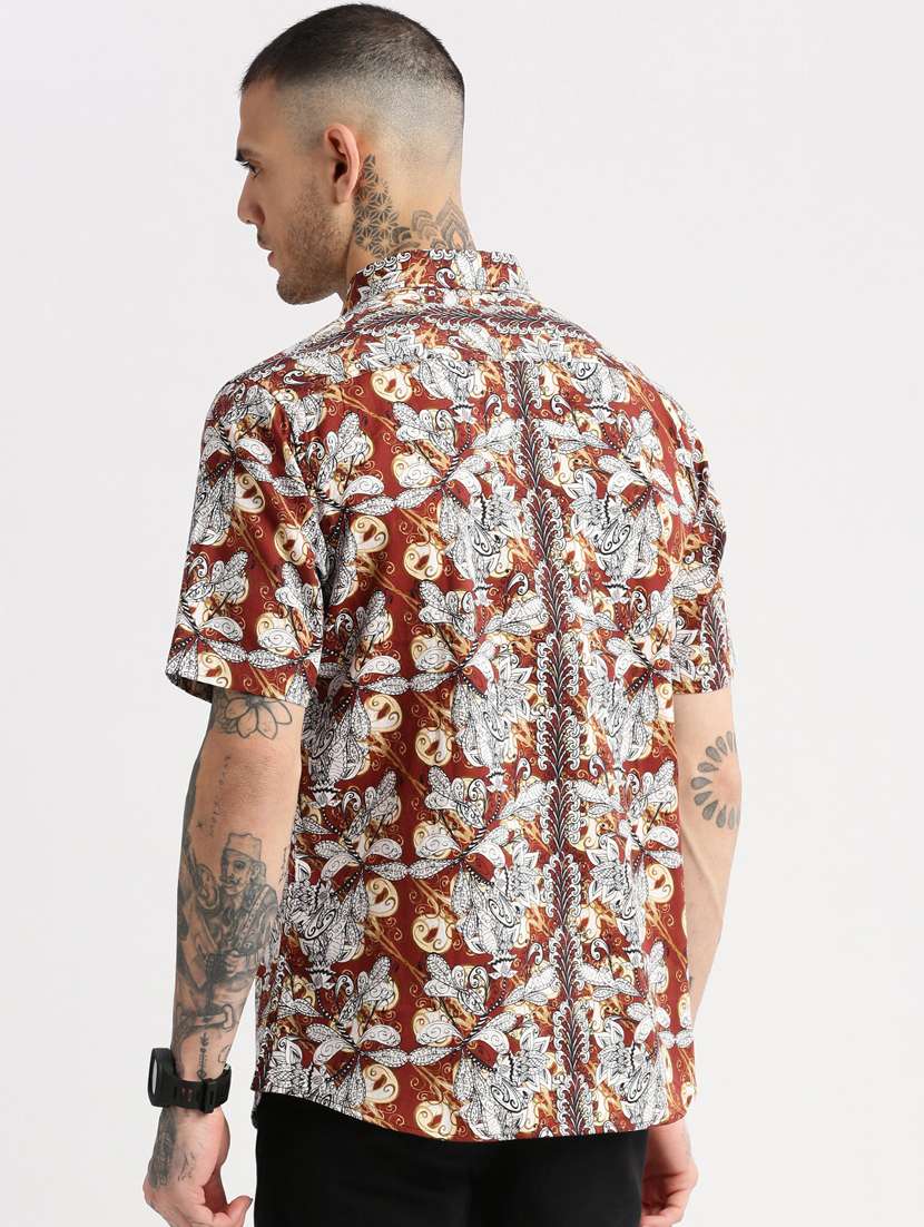 men short sleeve floral printed casual shirt - 20960685 -  Standard Image - 2