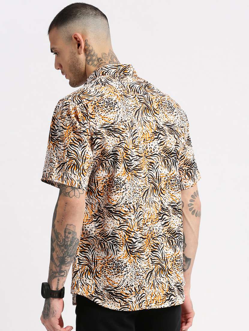 men short sleeve animal printed casual shirt - 20960697 - Standard Image - 2