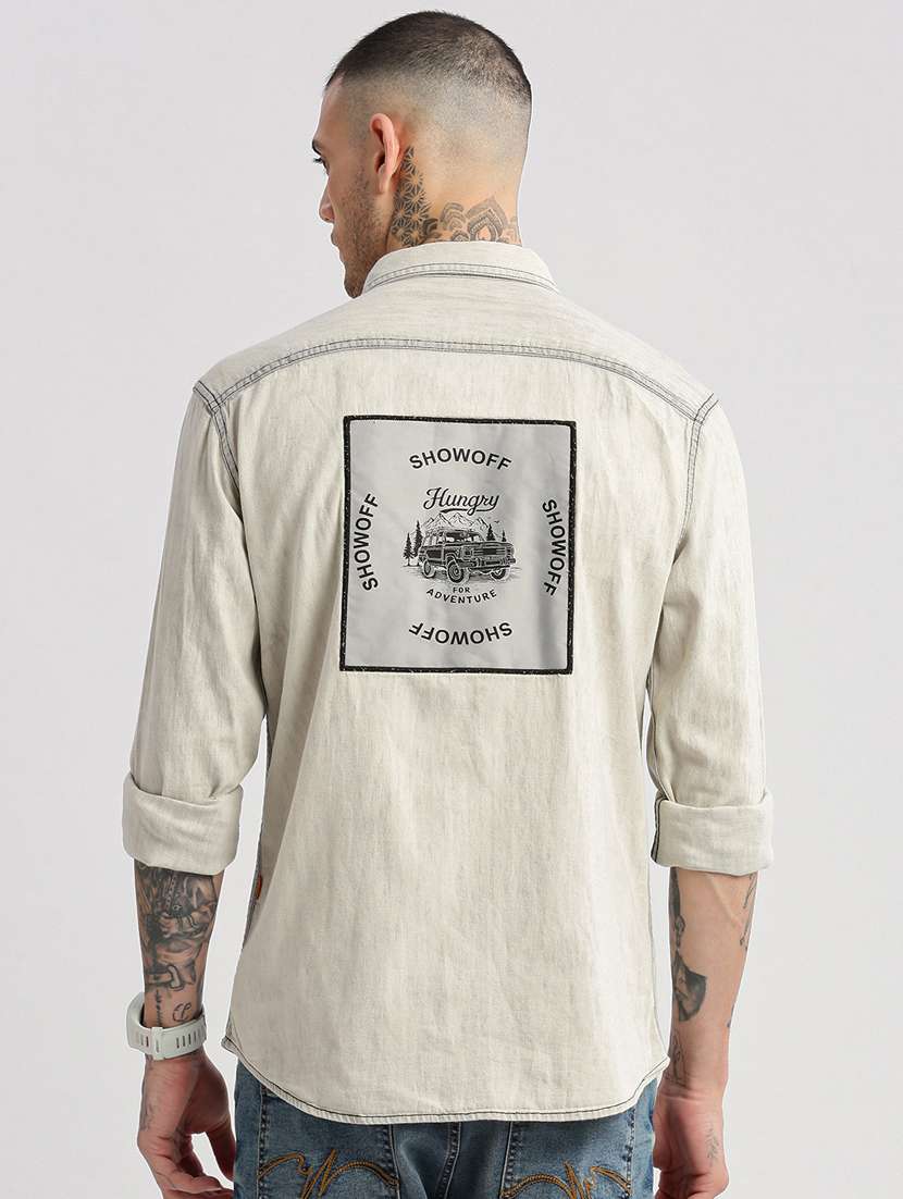 men cream solids casual shirt - 20960720 -  Standard Image - 2