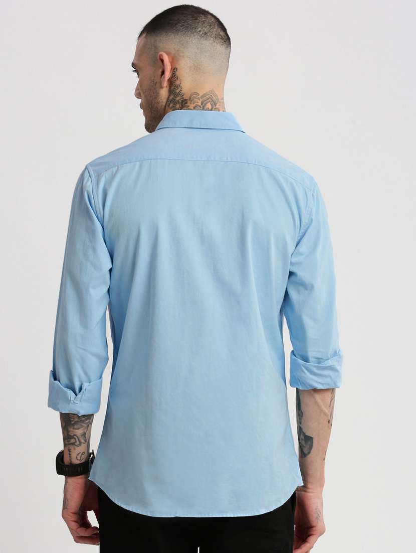 men light blue solids casual shirt - 20960723 -  Standard Image - 2