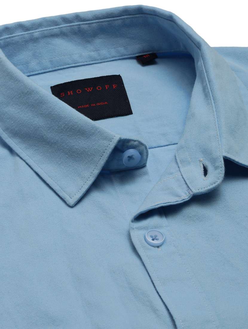 men light blue solids casual shirt - 20960723 -  Standard Image - 7