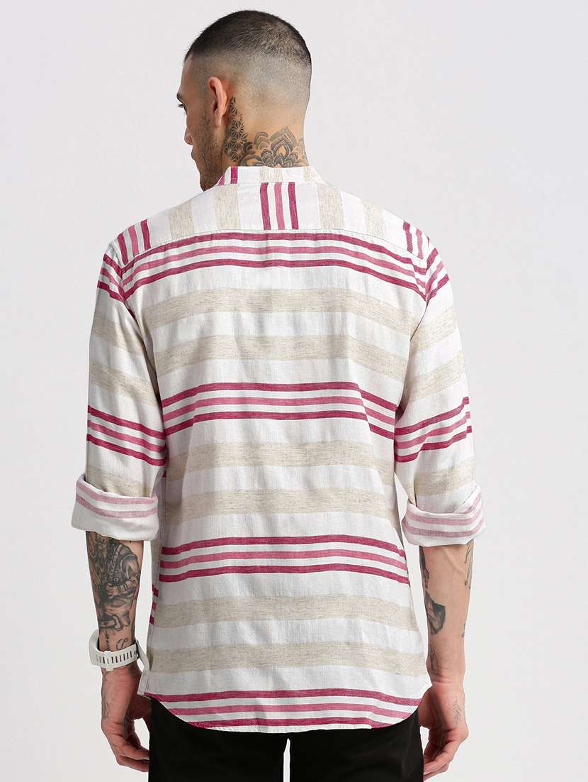 men off-white stripes printed casual shirt - 20960767 -  Standard Image - 2