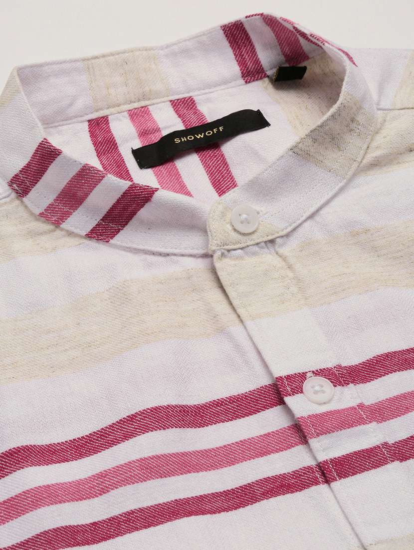 men off-white stripes printed casual shirt - 20960767 -  Standard Image - 7