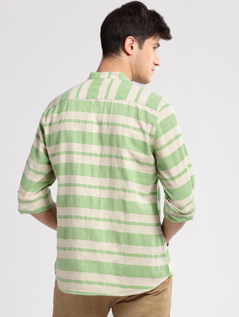 men long sleeve horizontal stripes casual shirt - 20960795 - Standard Image - 2