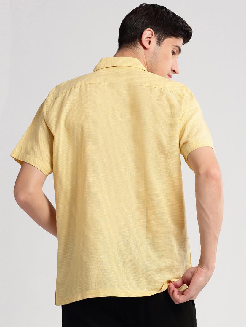 men yellow solids casual shirt - 20960811 - Standard Image - 2