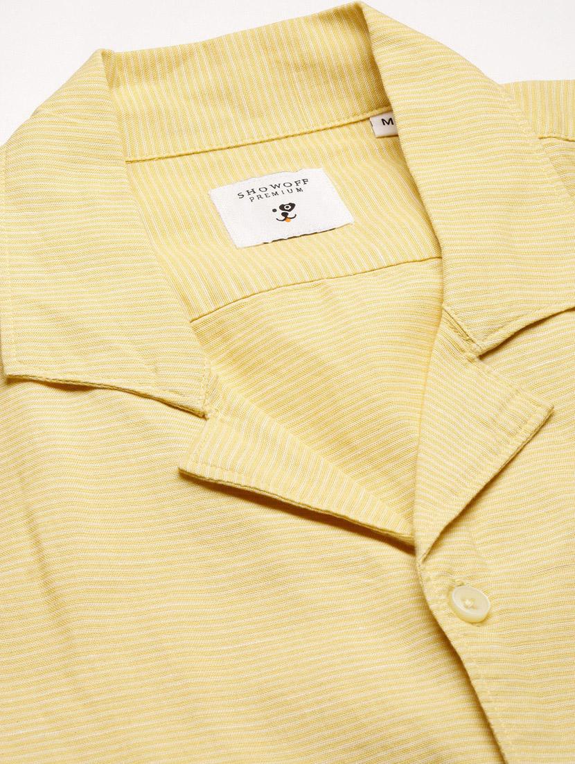 men yellow solids casual shirt - 20960811 - Standard Image - 7