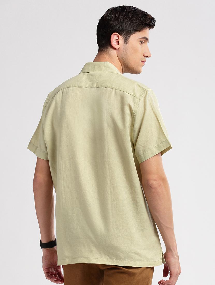 men solid short sleeve casual shirt - 20960813 - Standard Image - 2