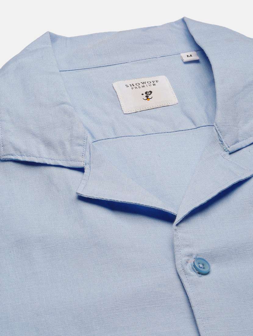 men blue solids casual shirt - 20960815 - Standard Image - 7