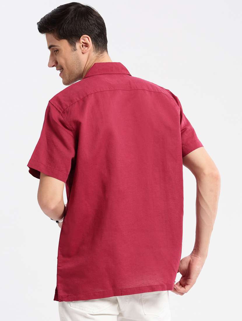 men solid short sleeve casual shirt - 20960816 - Standard Image - 2