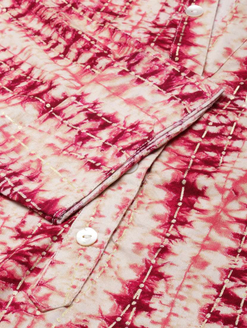 women pink mandarin neck straight kurti - 20960865 -  Standard Image - 7